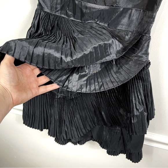 MAX & CLEO Black V-Neck Sleeveless Pleated Ruffle Cocktail Dress - 2 - Picture 5 of 9